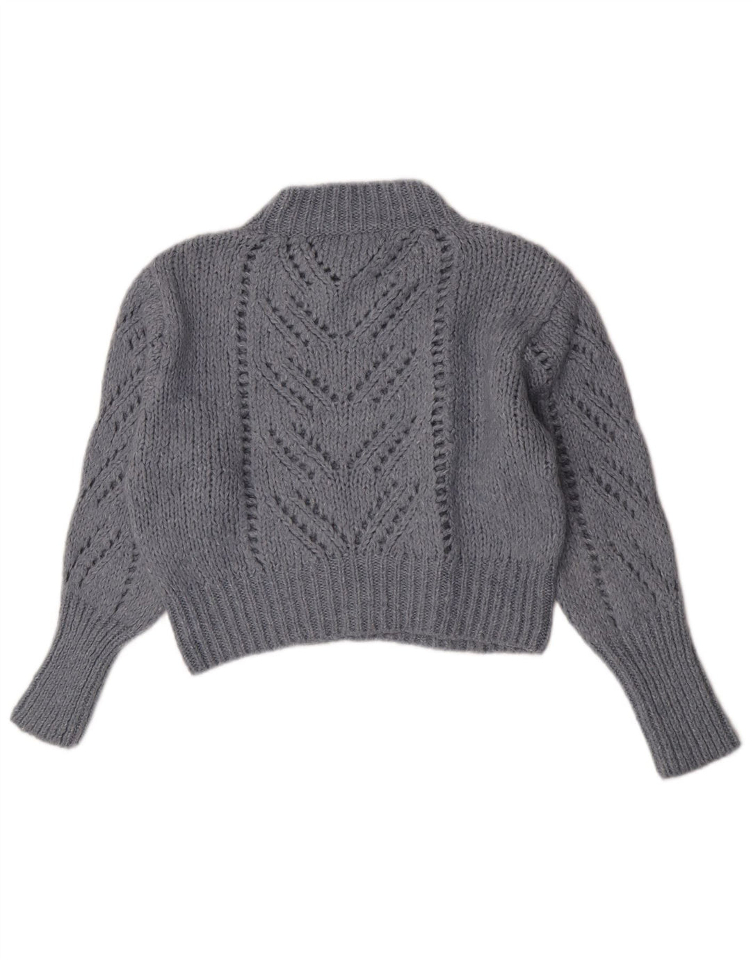 Zara Womens Crop Turtle Neck Jumper Sweater UK 12 Medium Blue Acryl