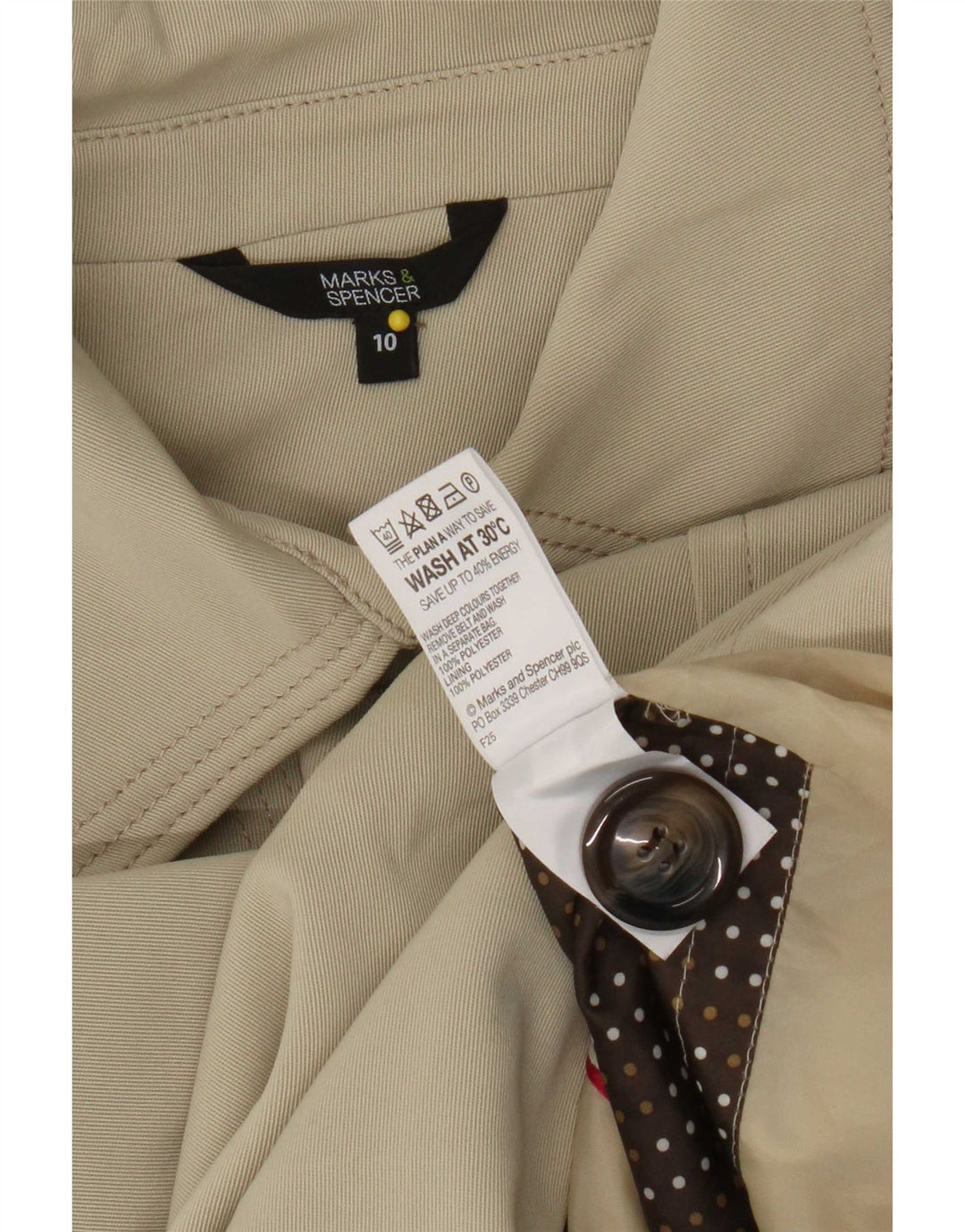 Marks & Spencer Womens Oversized Trench Coat UK 10 Small Beige Polyester