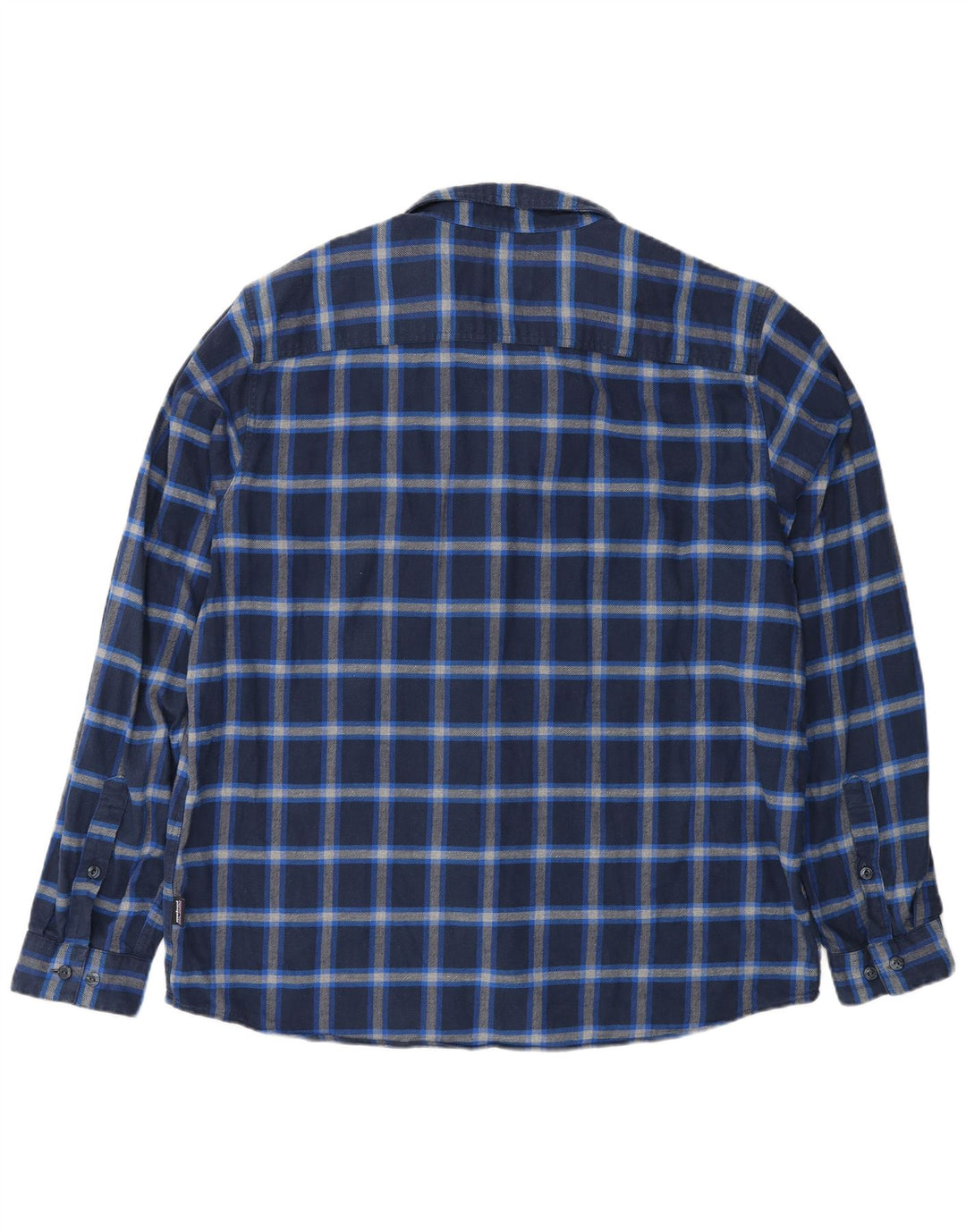 Patagonia herre flannelskjorte stor blå ternet bomuld