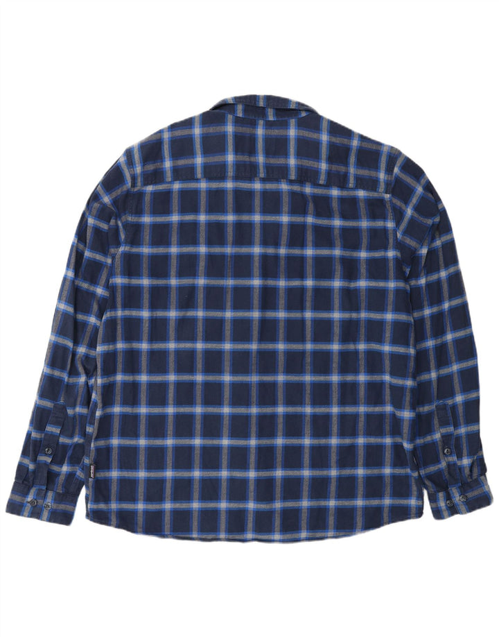 Patagonia herre flannelskjorte stor blå ternet bomuld