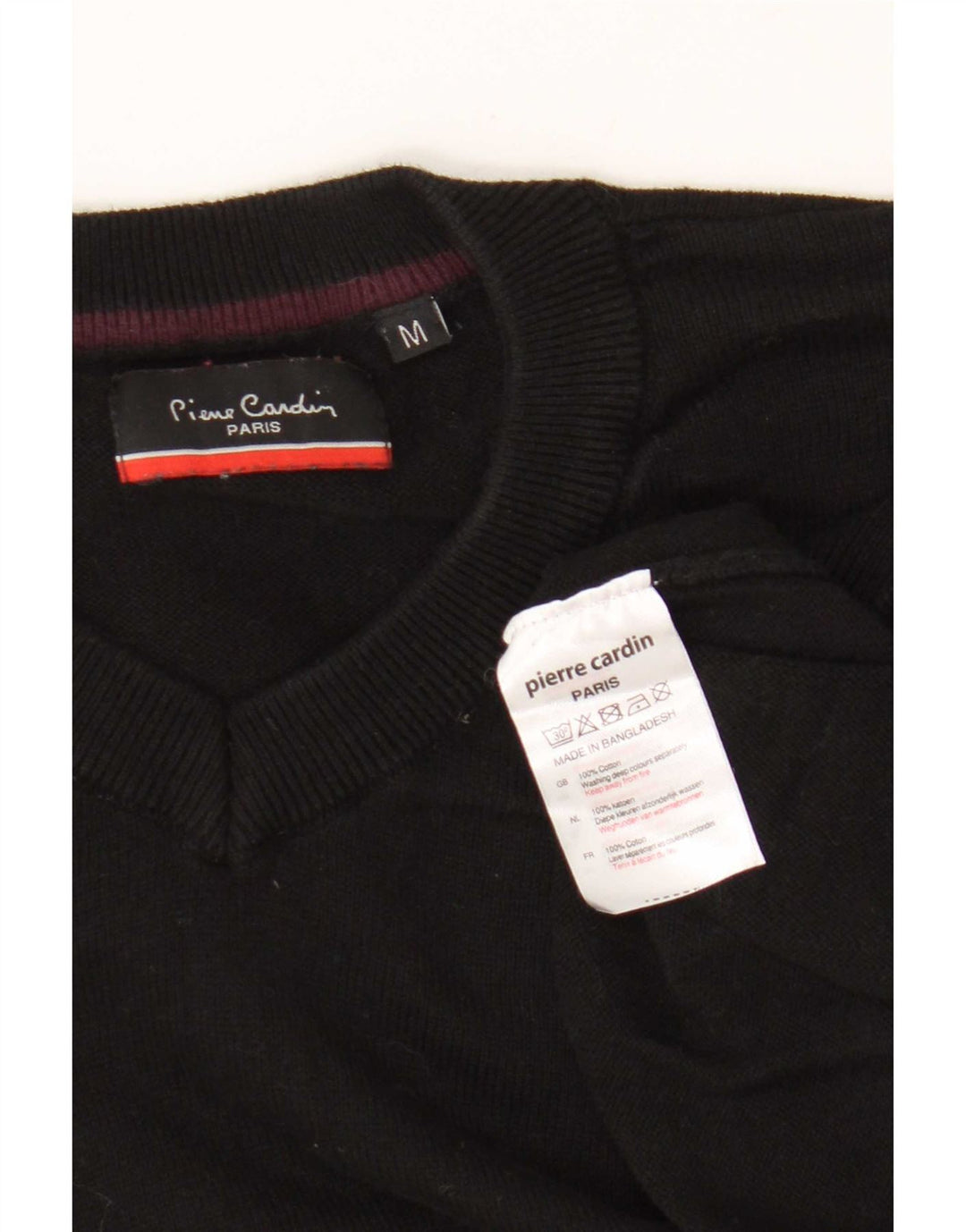 Pierre Cardin Herre Regular Fit V-hals sweater mellem sort bomuld