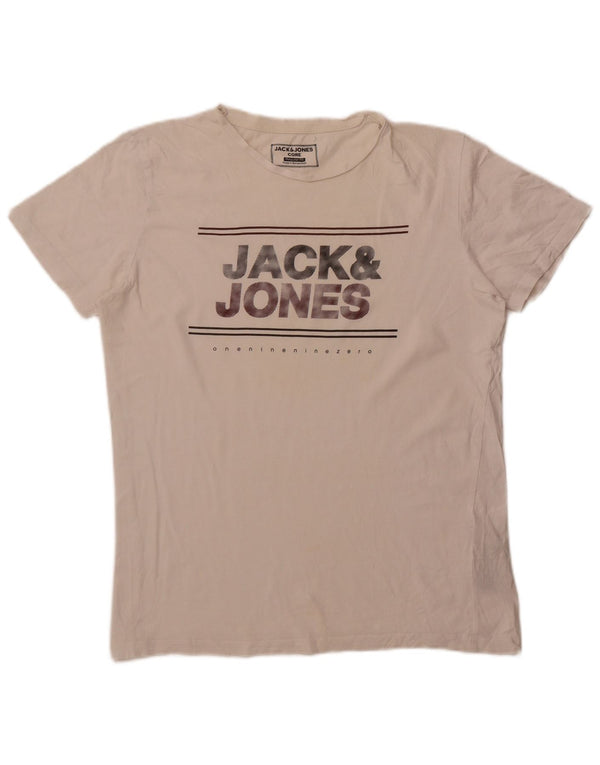 Jack & Jones Herre Regular Fit grafisk T-shirt Top Medium Off White Bomuld