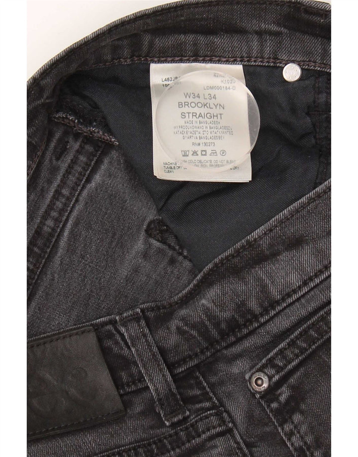 Lee Mens Brooklyn Straight Jeans W34 L30 Sort Bomuld