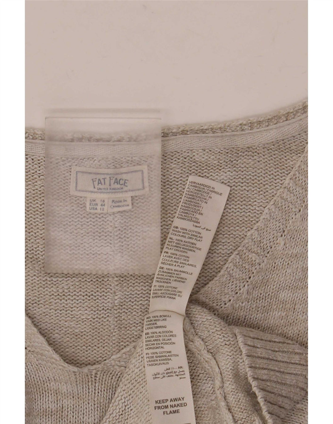 Fat Face Dame Oversized V-hals sweater UK 16 Stor Grå Bomuld