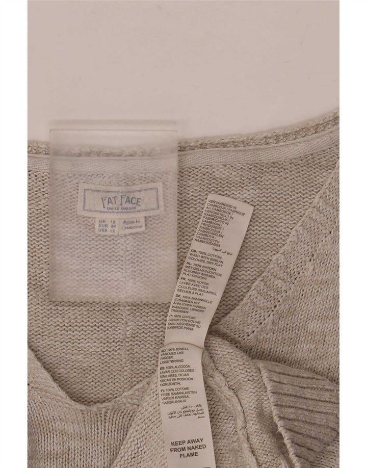 Fat Face Dame Oversized V-hals sweater UK 16 Stor Grå Bomuld