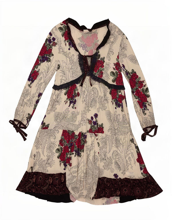 Odd Molly Womens Long Sleeve Tunic Dress Size 3 Large Off White Floral
