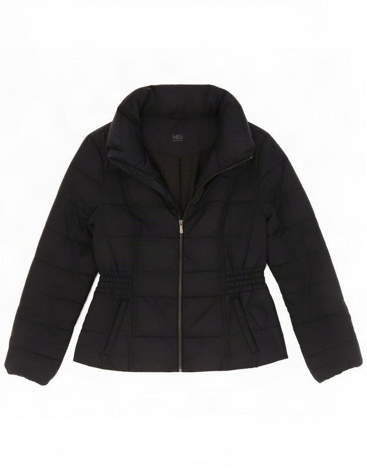 Marks & Spencer Dame Polstret Jakke UK 12 Medium Navy Blue Polyester