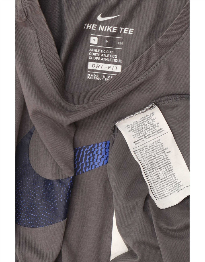 Nike Herre Dri Fit grafisk T-shirt top lille grå bomuld