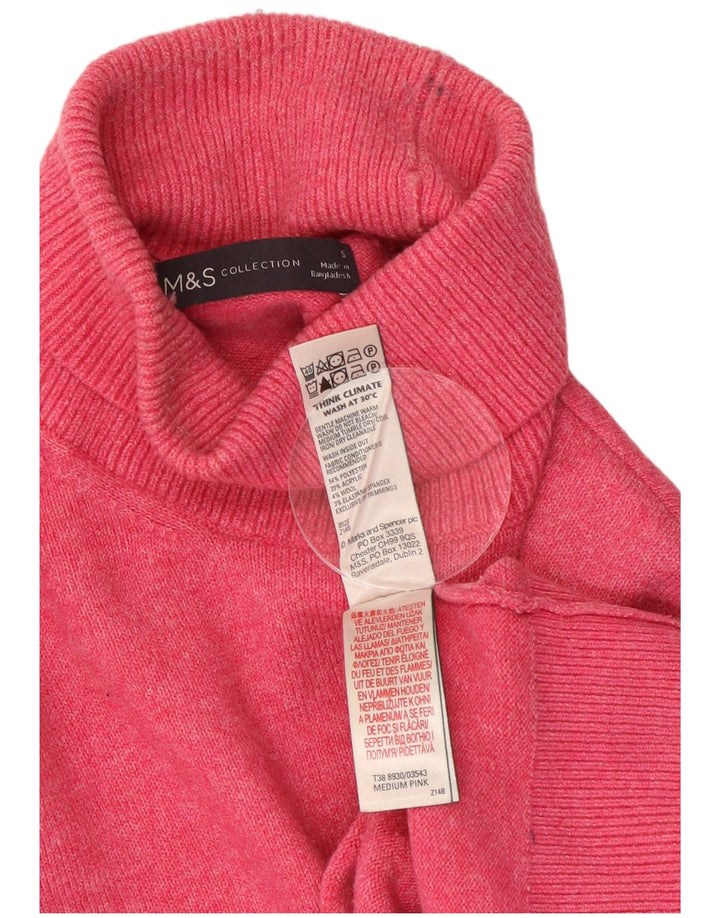 Marks & Spencer Dame Rullehals sweater UK 10 Small Pink Flecked