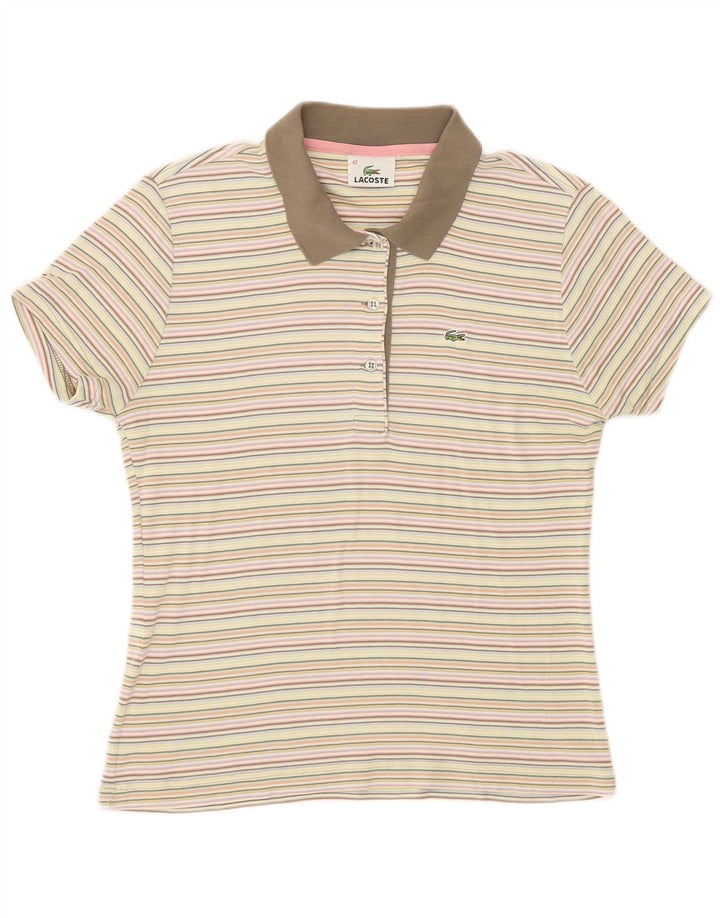 Lacoste Dame Polo Shirt IT 42 Stor Flerfarvet Stribet Bomuld