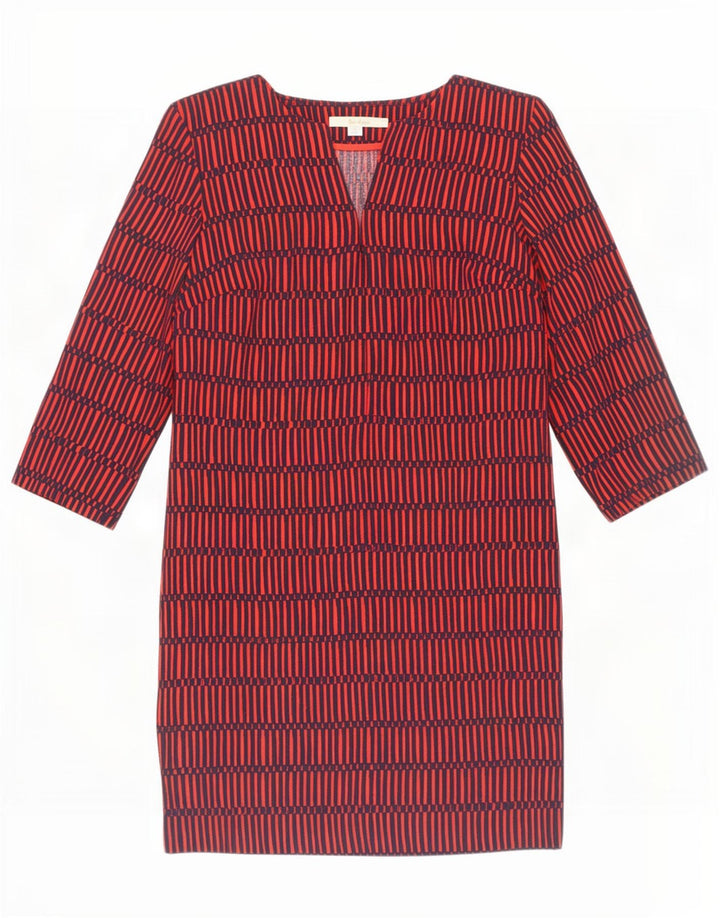 Boden Dame 3/4 Ærm Skift Kjole UK 8 Lille Rød Geometrisk Polyester