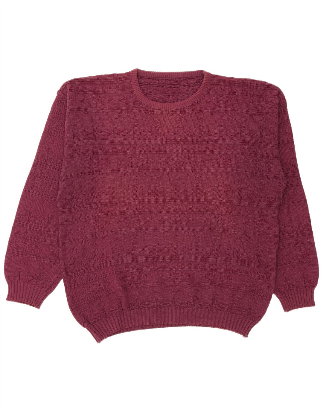 VINTAGE Herre Crew Neck trøje Sweater Large Burgundy