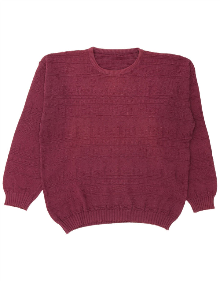 VINTAGE Herre Crew Neck trøje Sweater Large Burgundy