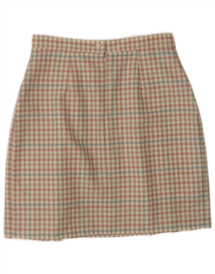 Vintage Dame Mini Nederdel IT 42 Medium W26 Flerfarvet Gingham Wool