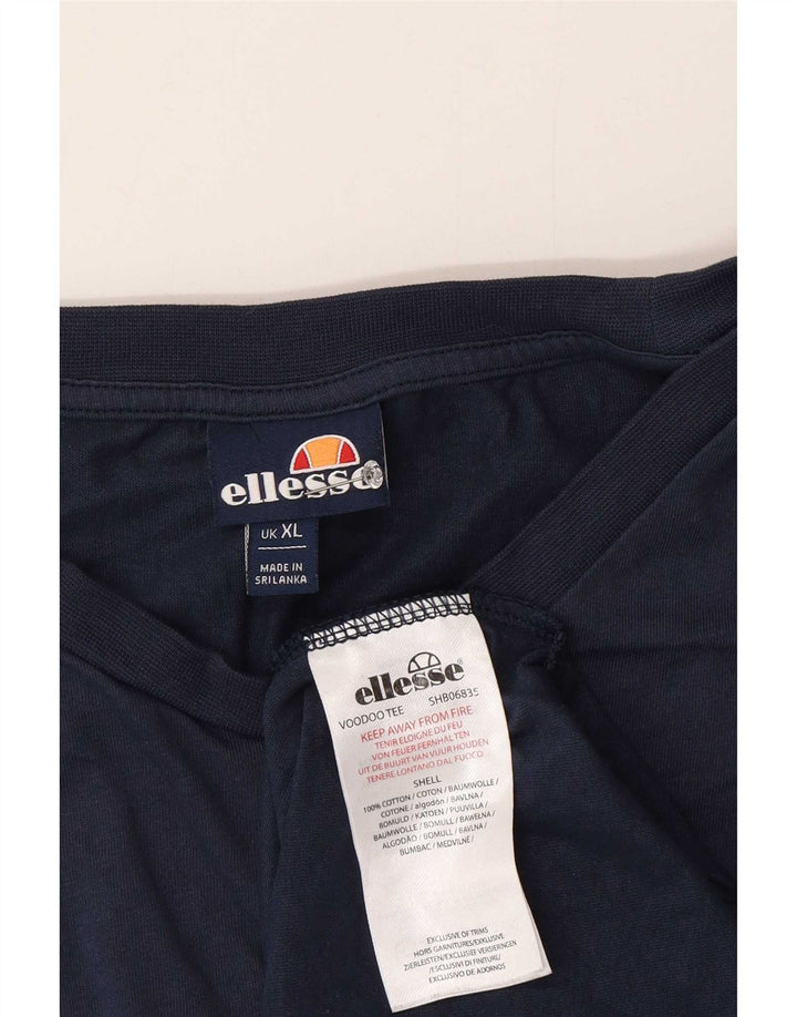 Ellesse Herre Grafisk T-Shirt Top XL Blå Bomuld