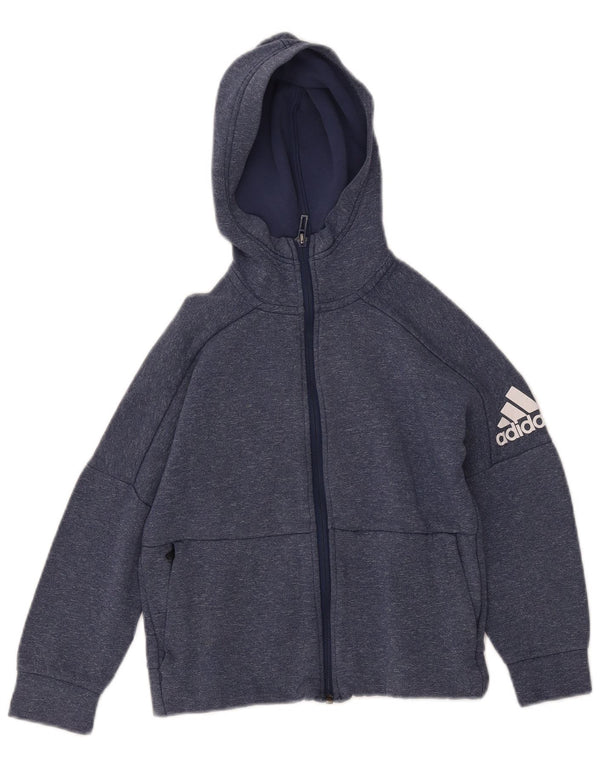 Adidas drenge grafisk hættetrøje med lynlås 7-8 år marineblå