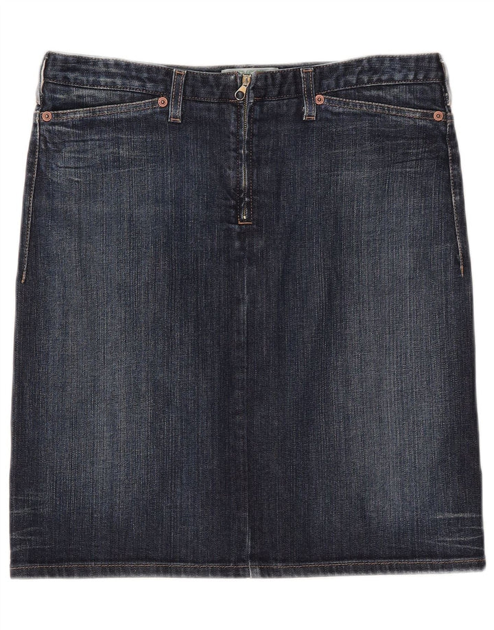 Benetton Dame Denim Nederdel IT 44 Medium W32 Marineblå Bomuld