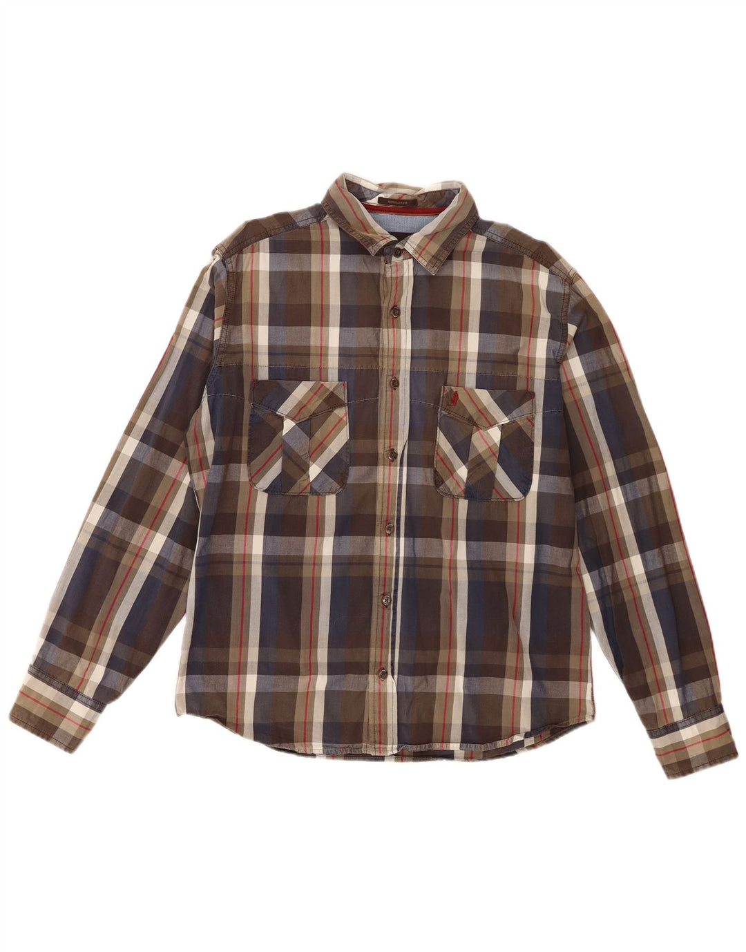 Marlboro Classics Herre Regular Fit skjorte Stor brun ternet bomuld