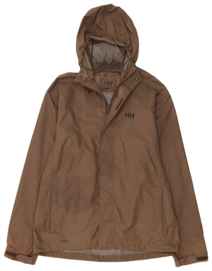 Helly Hansen Regnjakke med hætte til mænd UK 40 Stor Beige Polyamid