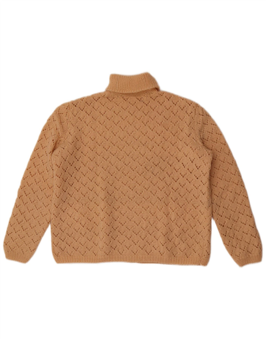 Vintage Dame Roll Neck Jumper Sweater UK 14 Medium Beige
