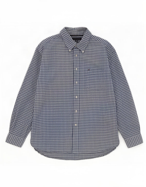 Tommy Hilfiger herreskjorte XL blå ternet bomuld