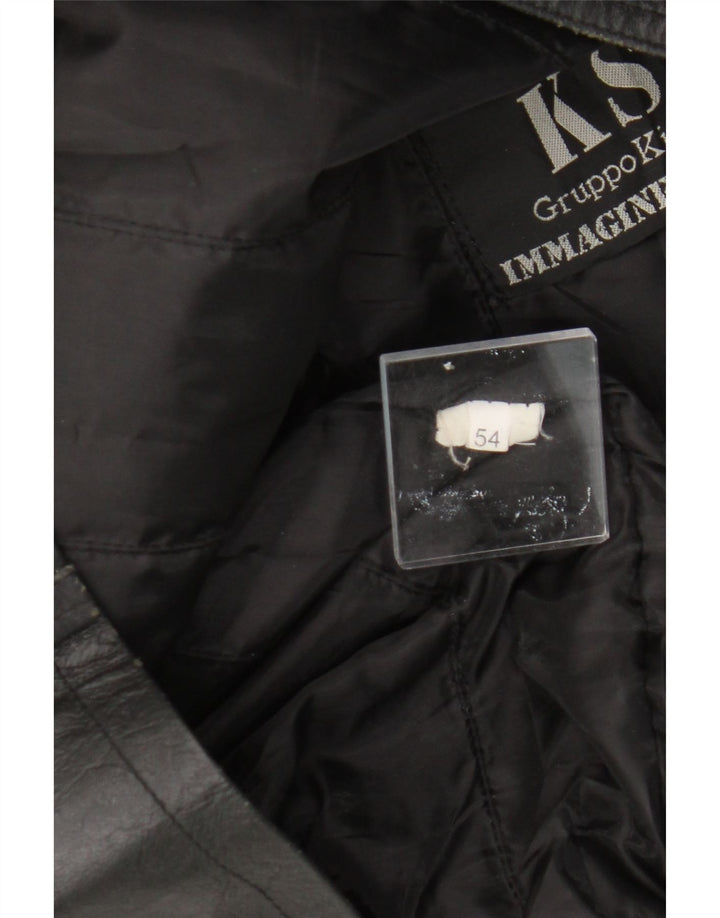 VINTAGE Herre Læderjakke IT 54 2XL Sort Læder