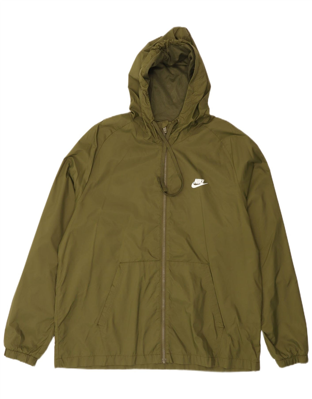 NIKE Regnjakke med hætte til mænd UK 42 XL Khaki Nylon