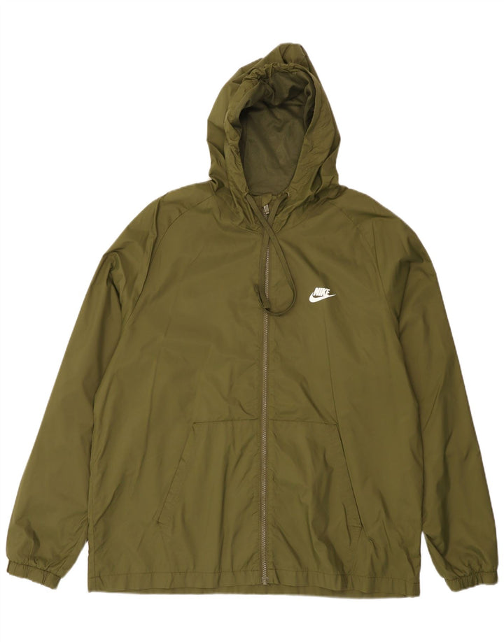 NIKE Regnjakke med hætte til mænd UK 42 XL Khaki Nylon