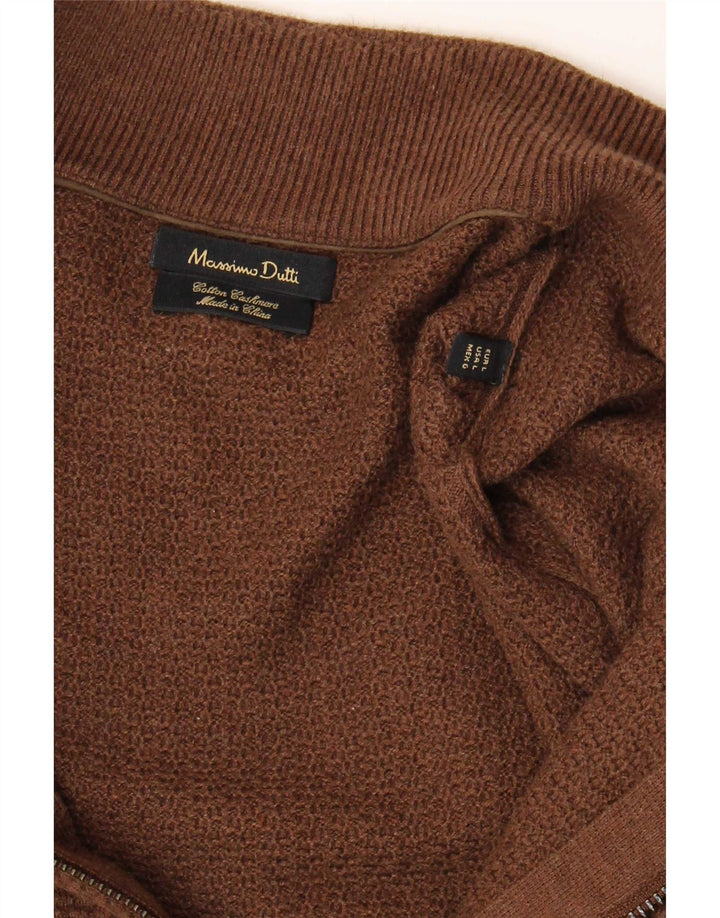 Massimo Dutti Herre Cardigan Sweater Stor Brun Bomuld