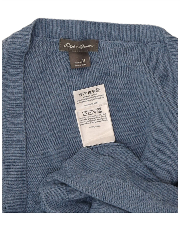 EDDIE BAUER Womens Open Cardigan Sweater UK 14 Medium Blue Cotton Vintage Eddie Bauer and Second-Hand Eddie Bauer from Messina Hembry 