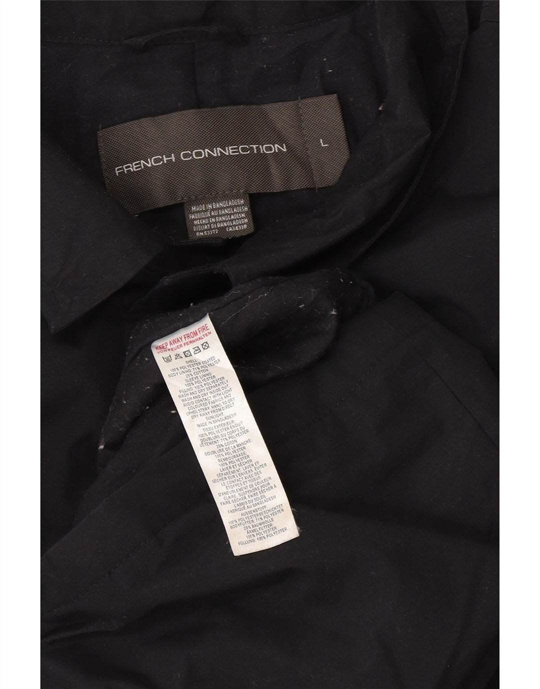 French Connection Herre Overfrakke UK 40 Large Navy Blue Polyester