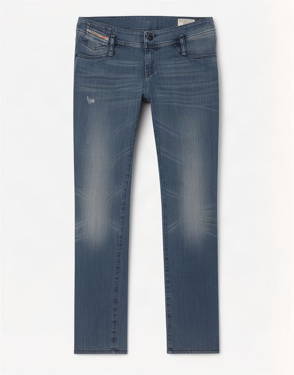 Diesel Dame Matic Distressed Slim Jeans W30 L34 Blå Bomuld