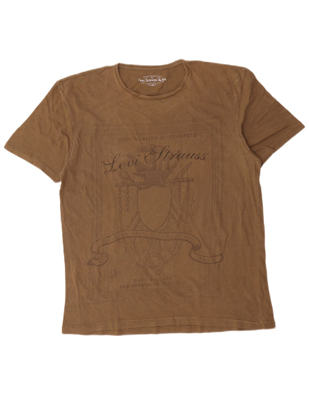 Levi's Herre grafisk T-shirt top XL brun bomuld