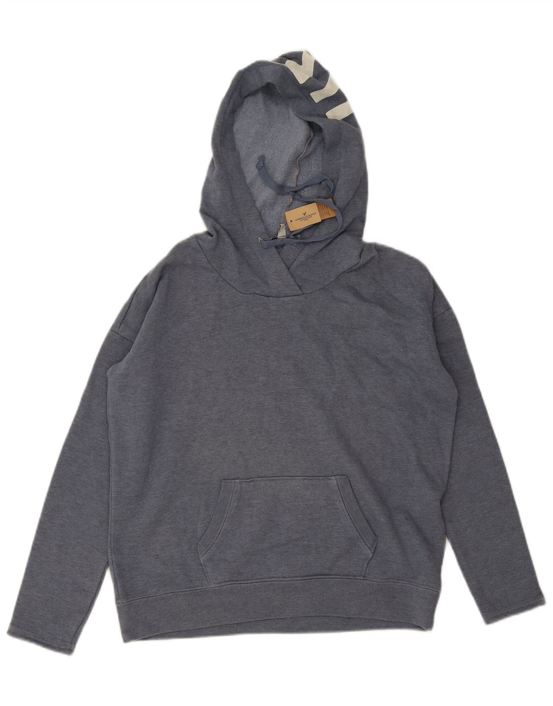 American Eagle Dame Grafisk Oversized Hoodie Jumper UK 10 Small Grey