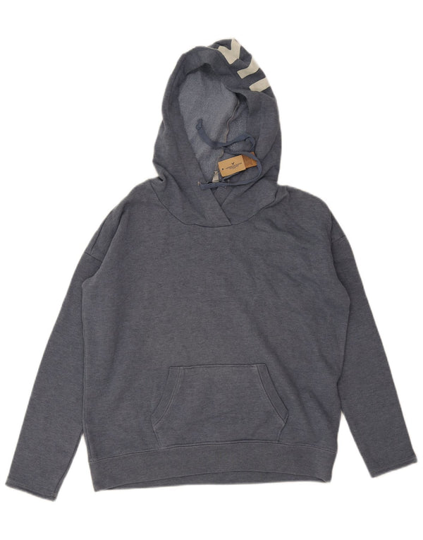 American Eagle Dame Grafisk Oversized Hoodie Jumper UK 10 Small Grey