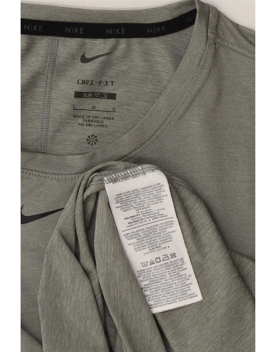 Nike Dame Dri Fit Slim T-Shirt Top UK 16 Stor Grøn Polyester