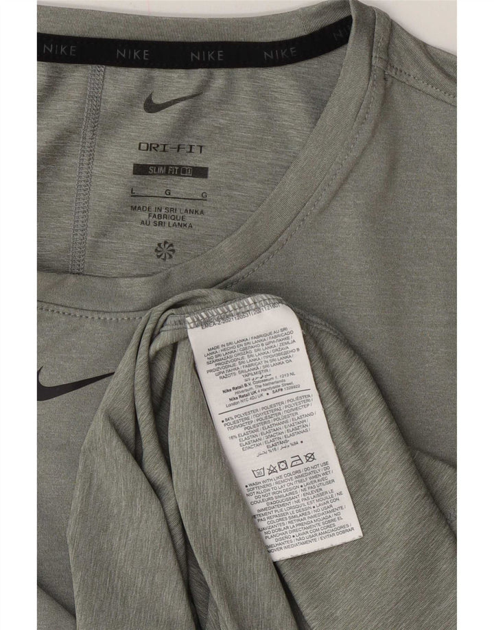 Nike Dame Dri Fit Slim T-Shirt Top UK 16 Stor Grøn Polyester