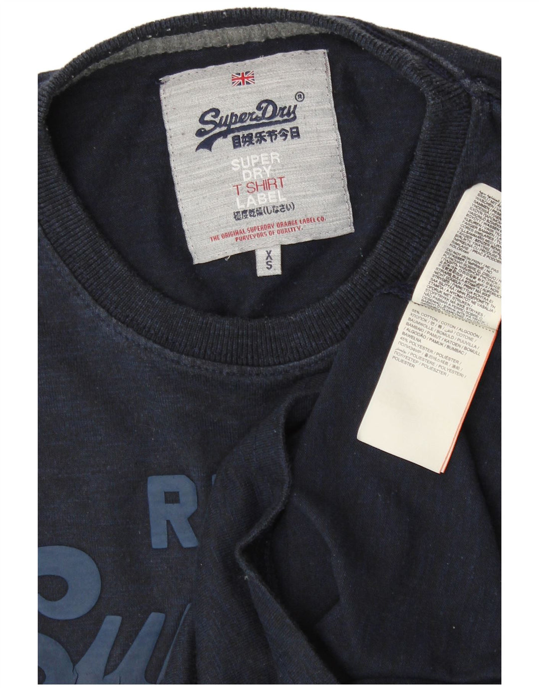 SUPERDRY Herre grafisk T-shirt Top XS Marineblå Bomuld