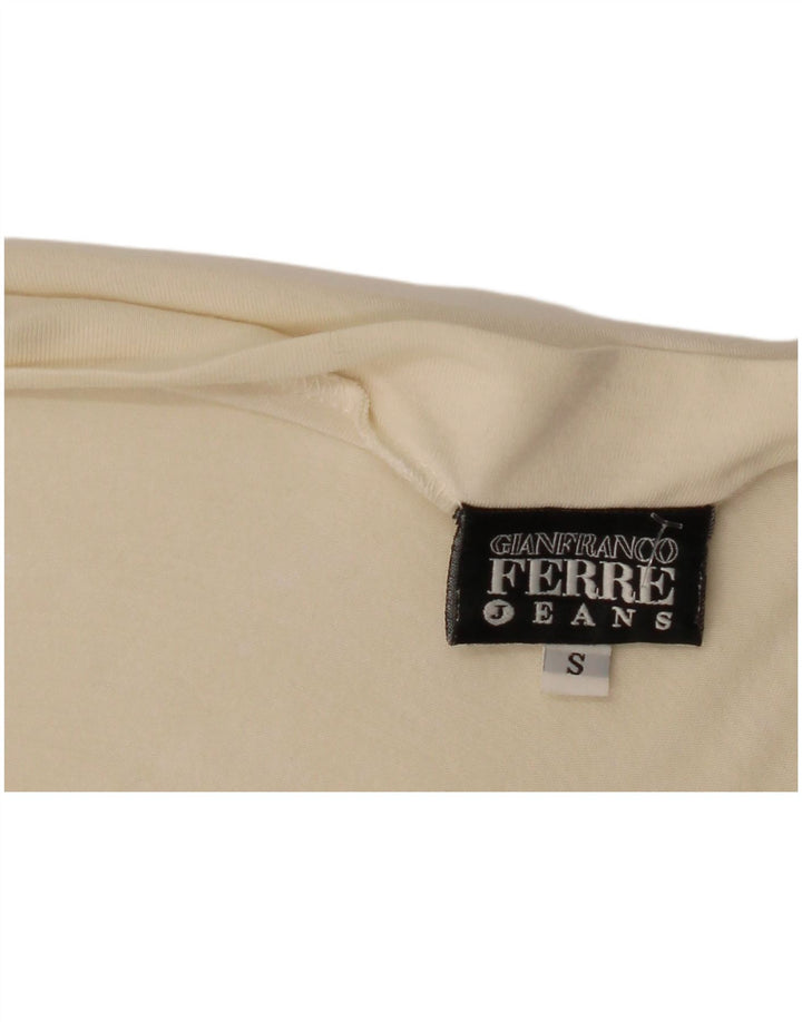 Gianfranco Ferre Dame Grafisk Top Langærmet UK 10 Small Off White