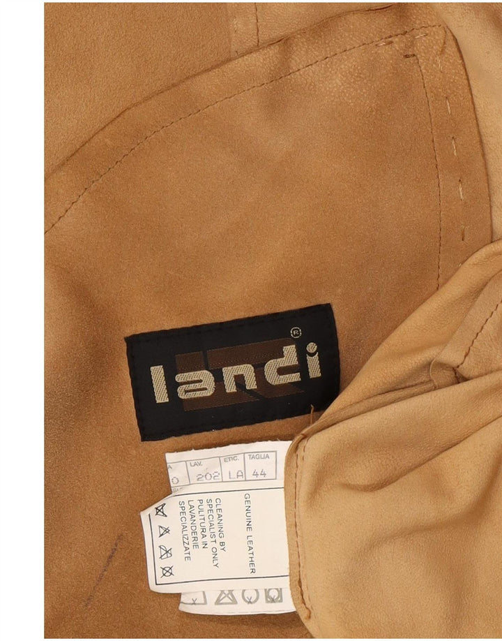 Vintage Dame Ruskind Overshirt Shirt IT 44 Medium Beige Læder