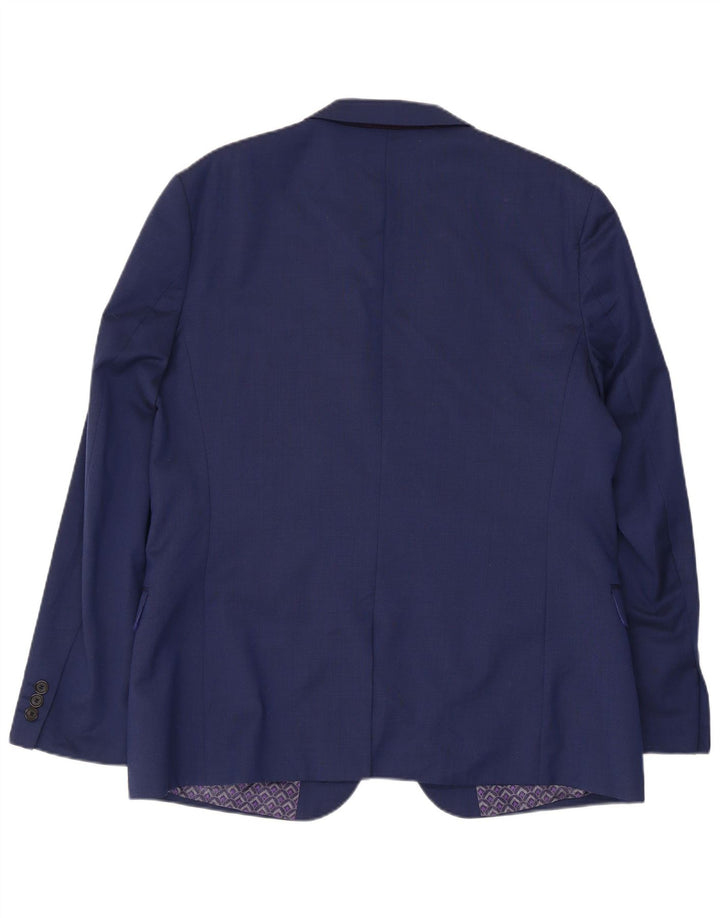 Ted Baker Herre 2 Button Blazer Jacket US 44 2XL Blå Uld