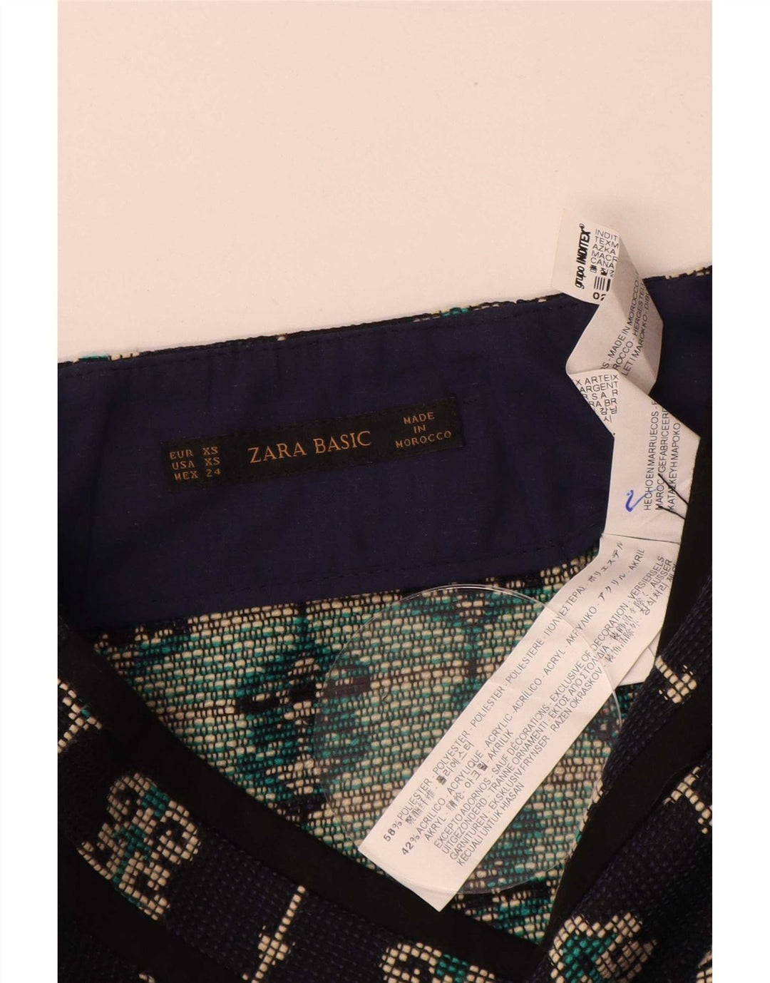 Zara Dame Mini-nederdel XS W24 Marineblå Paisley Polyester