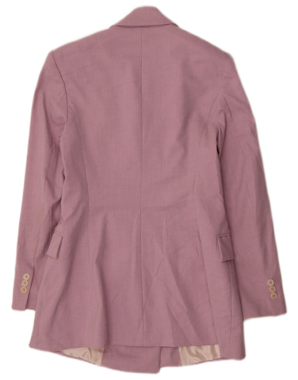 Zara Dame Dobbeltradet Blazer Jacket UK 12 Medium Pink Polyester