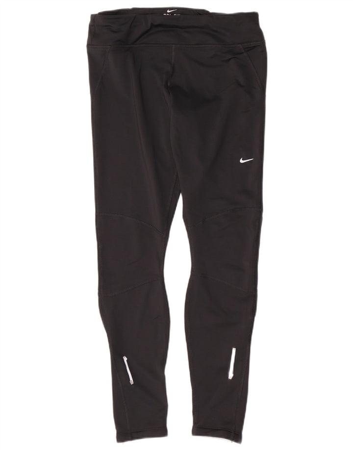 Nike Dame Dri Fit Leggings UK 12 Medium Sort Polyester