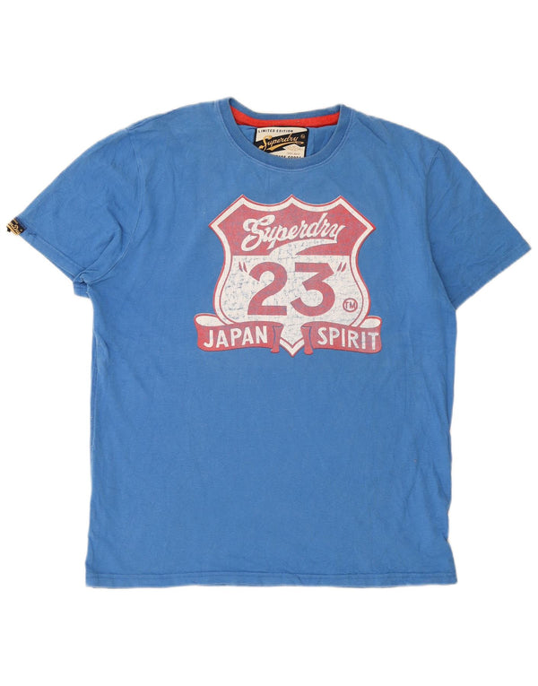 Superdry Grafisk T-shirt top til mænd 2XL blå bomuld