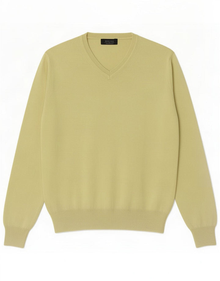 Zara Herre V-hals sweater Medium Gul Bomuld