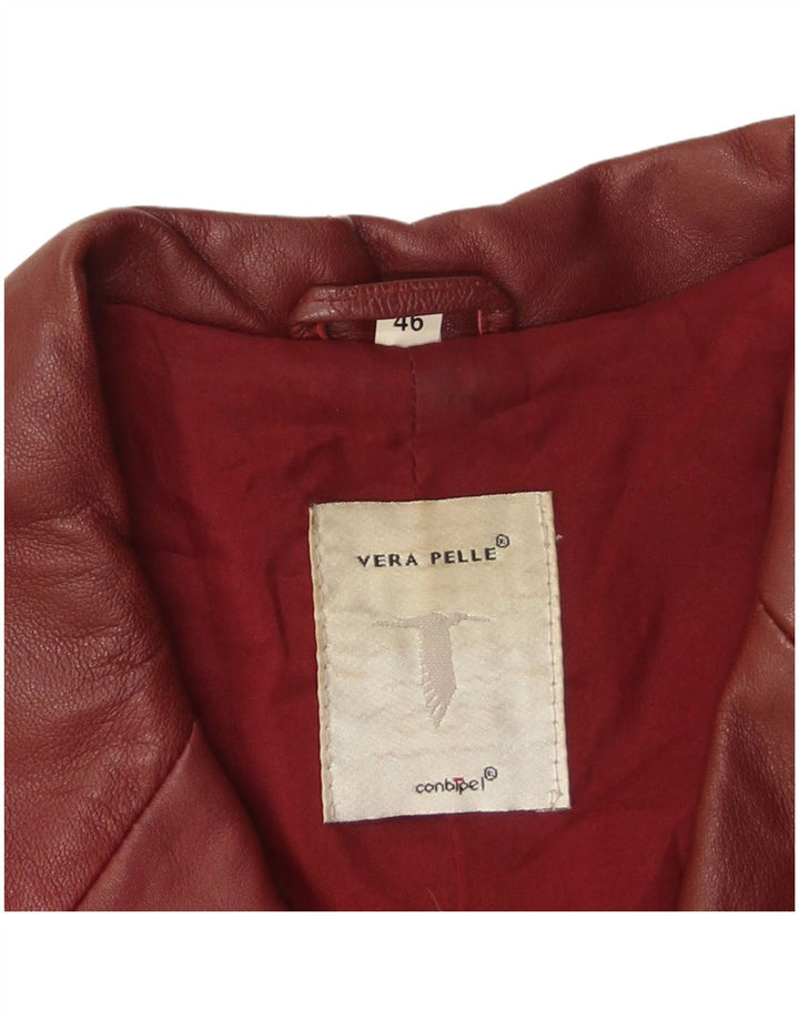 Conbipel Dame 3-knaps læder blazerjakke IT 46 Large Burgundy Læder