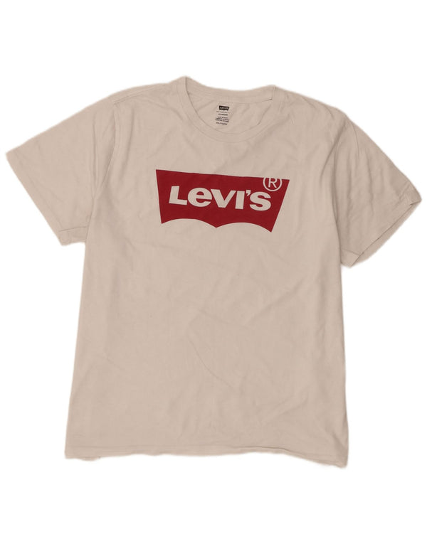 Levi's Herre Standard Fit Grafisk T-Shirt Top 2XL Hvid Bomuld