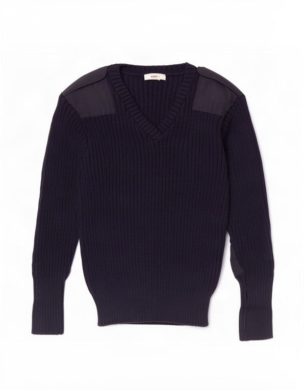Vintage herre militær V-hals sweater XS marineblå