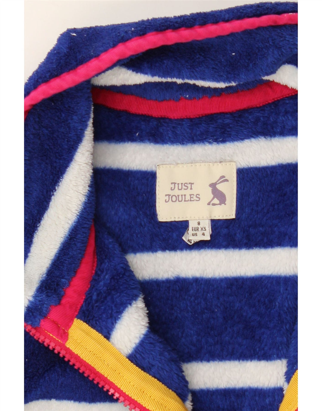 JOULES Womens Oversized Fleece Jumper UK 8 Small Navy Blue Striped Vintage Joules and Second-Hand Joules from Messina Hembry 